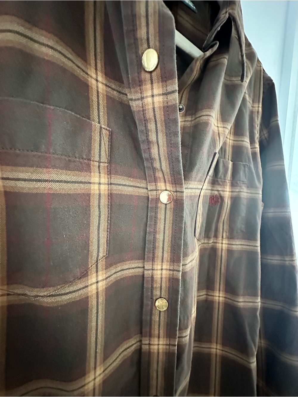 Vintage Gold snap Ralph Lauren Plaid Button-Down - Picture 7 of 8